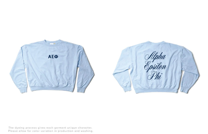 Script Arctic Blue Light Weight Sorority Crewneck