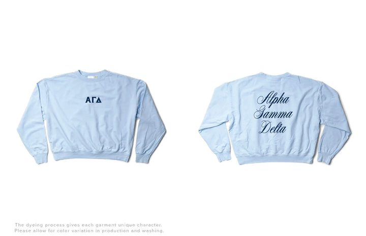 Script Arctic Blue Light Weight Sorority Crewneck