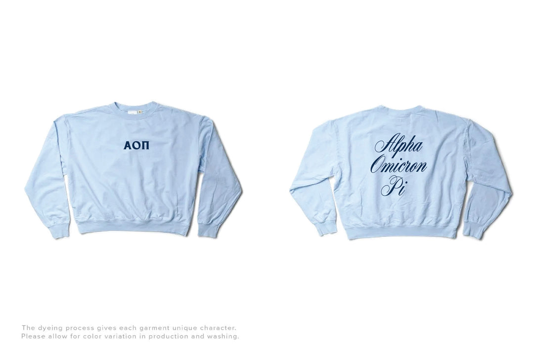 Script Arctic Blue Light Weight Sorority Crewneck
