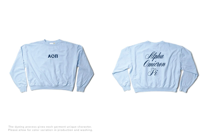 Script Arctic Blue Light Weight Sorority Crewneck