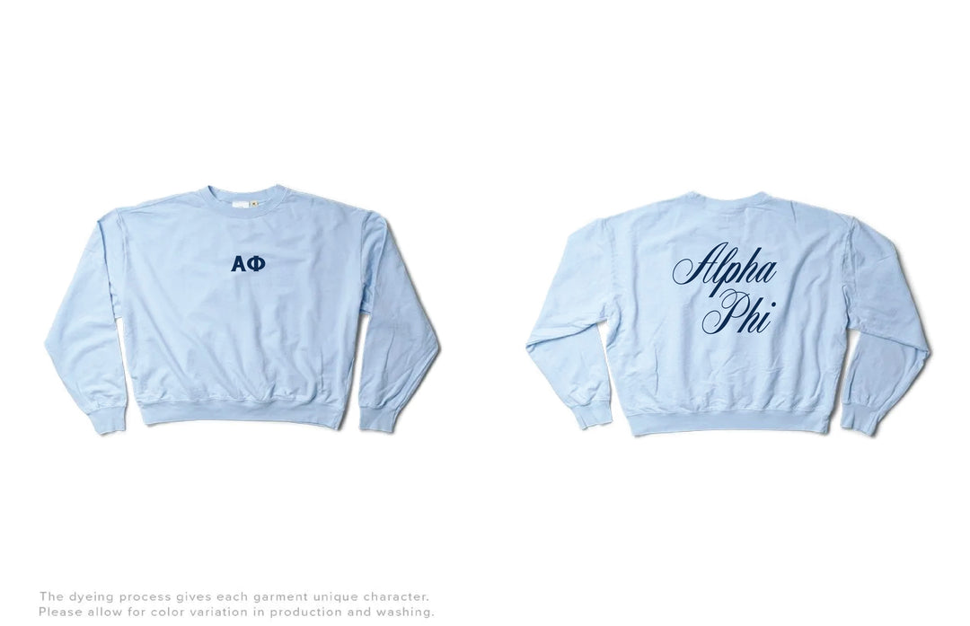 Script Arctic Blue Light Weight Sorority Crewneck