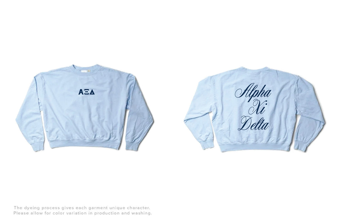 Script Arctic Blue Light Weight Sorority Crewneck