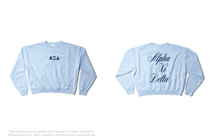Script Arctic Blue Light Weight Sorority Crewneck