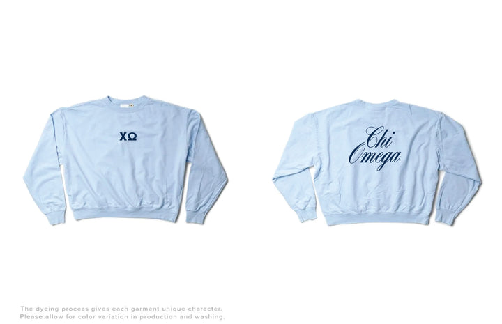 Script Arctic Blue Light Weight Sorority Crewneck