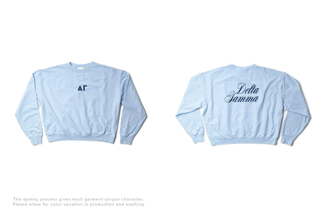 Script Arctic Blue Light Weight Sorority Crewneck