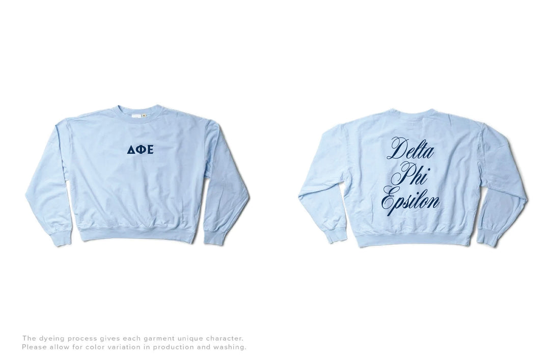 Script Arctic Blue Light Weight Sorority Crewneck