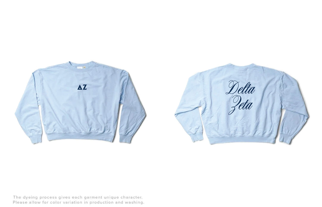 Script Arctic Blue Light Weight Sorority Crewneck
