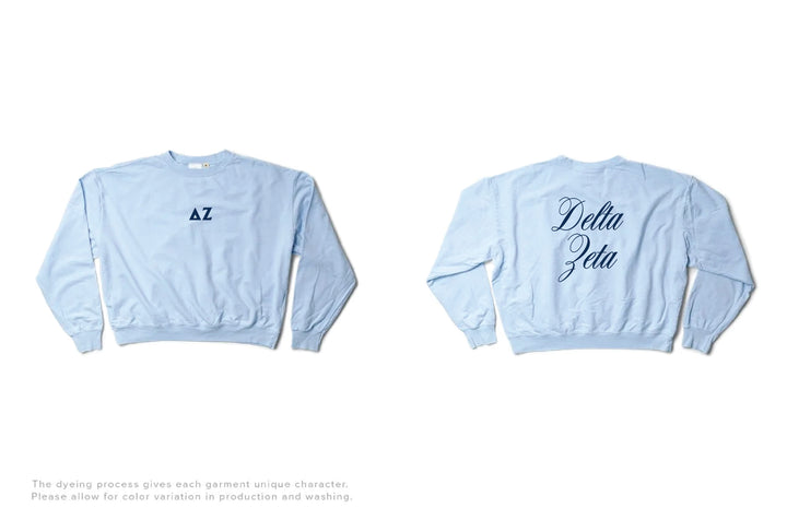 Script Arctic Blue Light Weight Sorority Crewneck