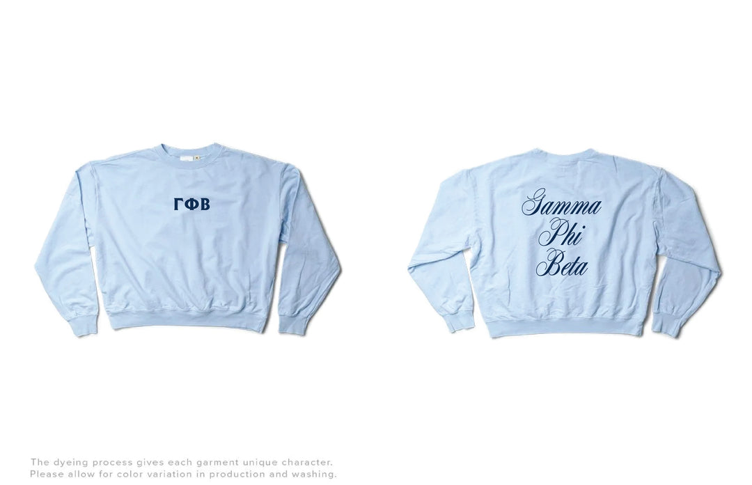 Script Arctic Blue Light Weight Sorority Crewneck