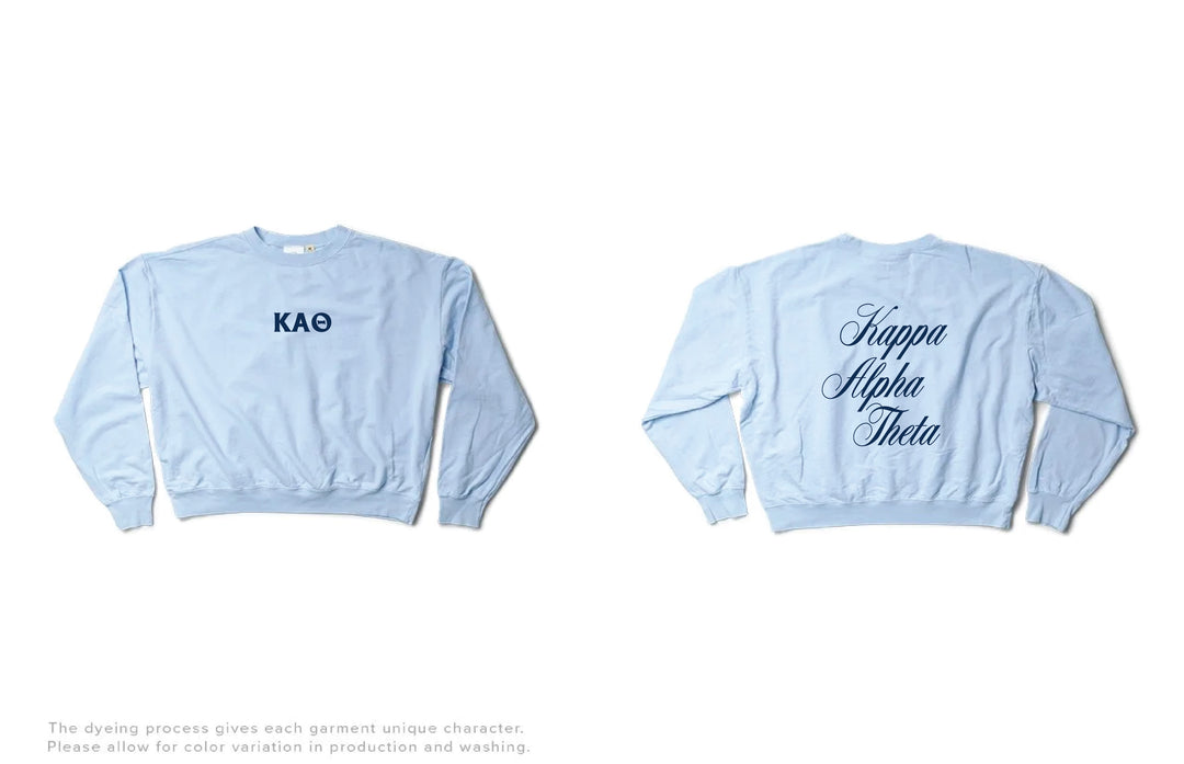 Script Arctic Blue Light Weight Sorority Crewneck