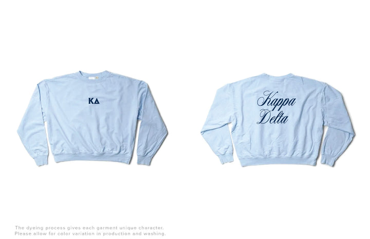 Script Arctic Blue Light Weight Sorority Crewneck