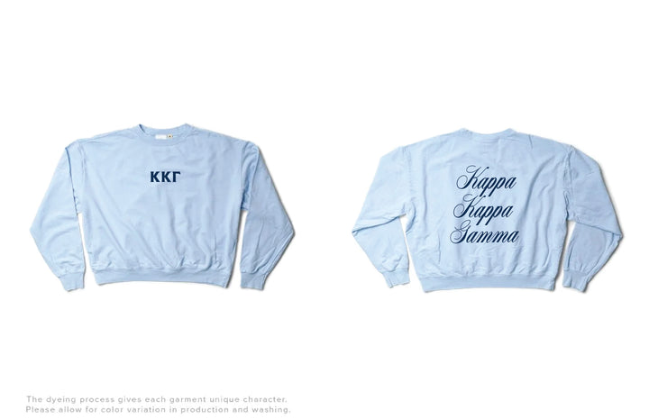 Script Arctic Blue Light Weight Sorority Crewneck