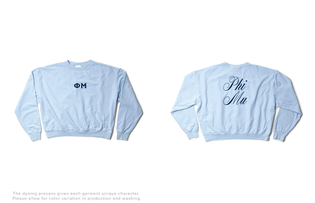 Script Arctic Blue Light Weight Sorority Crewneck