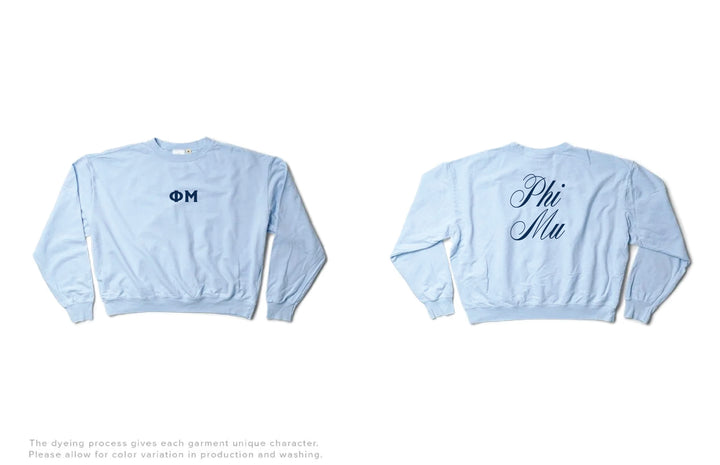 Script Arctic Blue Light Weight Sorority Crewneck