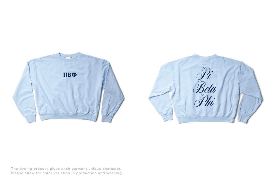 Script Arctic Blue Light Weight Sorority Crewneck
