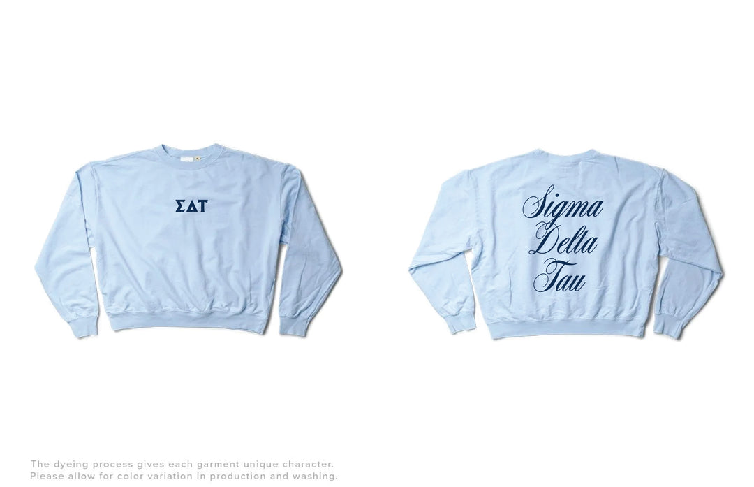 Script Arctic Blue Light Weight Sorority Crewneck
