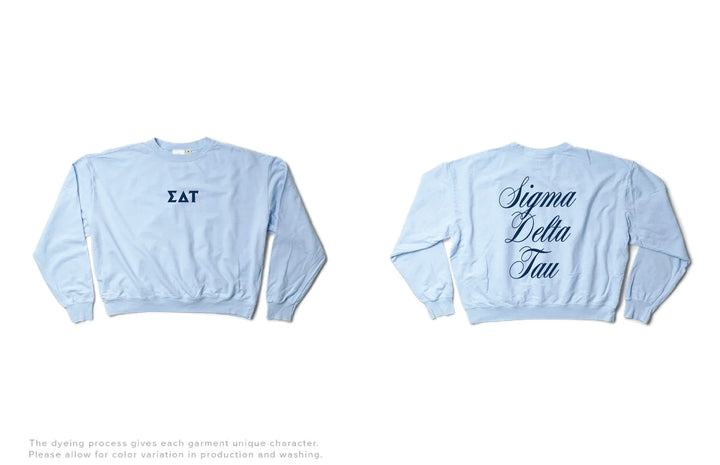 Script Arctic Blue Light Weight Sorority Crewneck