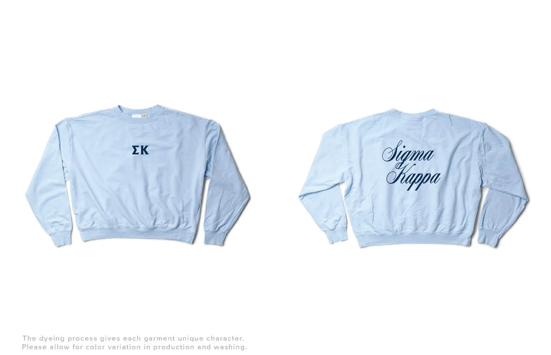 Script Arctic Blue Light Weight Sorority Crewneck