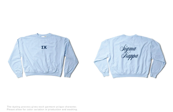 Script Arctic Blue Light Weight Sorority Crewneck