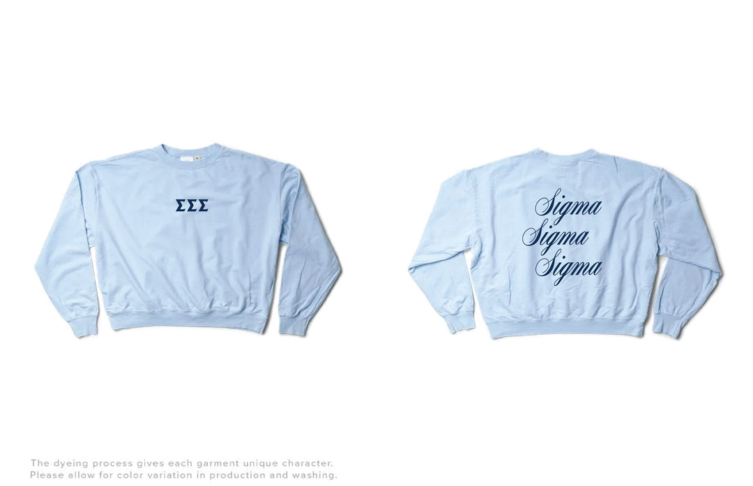 Script Arctic Blue Light Weight Sorority Crewneck