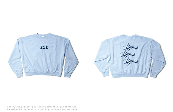 Script Arctic Blue Light Weight Sorority Crewneck
