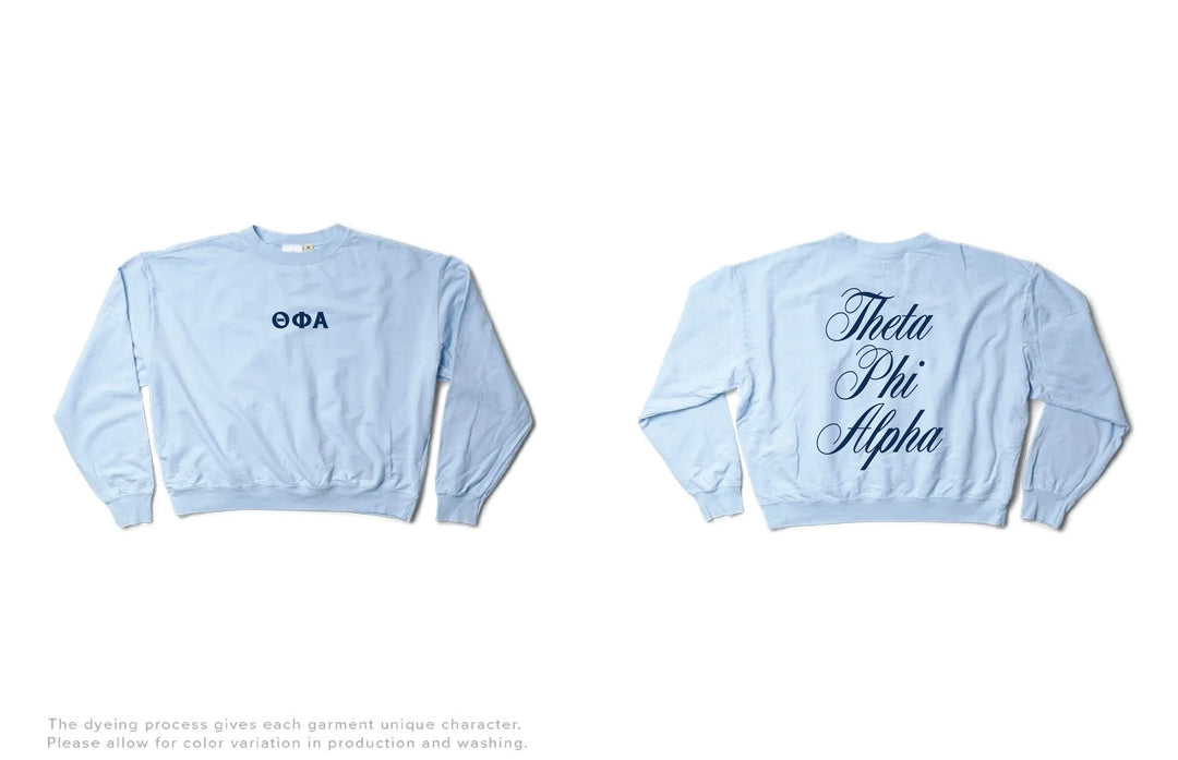 Script Arctic Blue Light Weight Sorority Crewneck