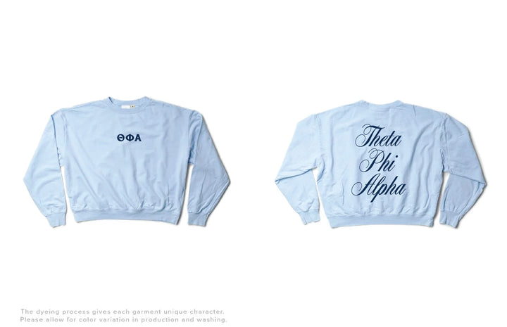 Script Arctic Blue Light Weight Sorority Crewneck