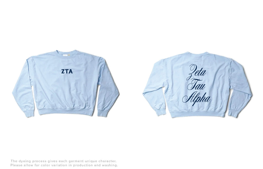 Script Arctic Blue Light Weight Sorority Crewneck