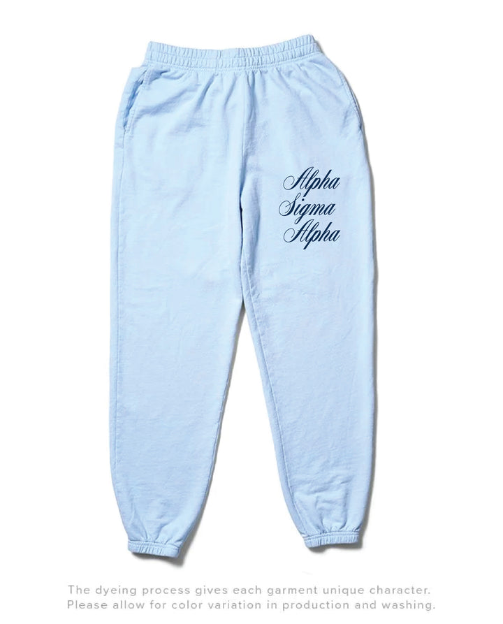 Script Arctic Blue Light Weight Sorority Joggers