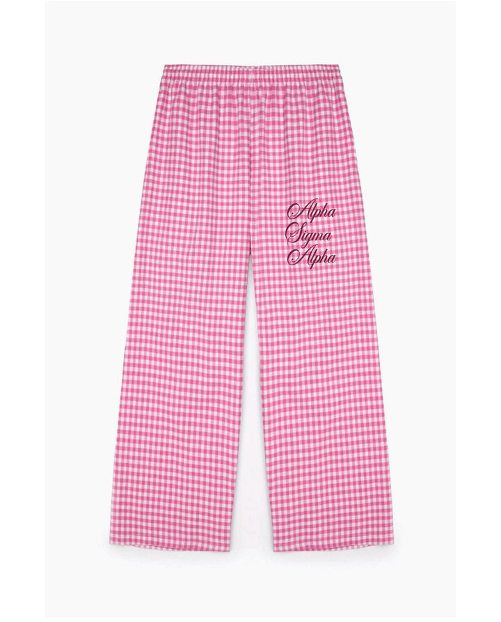 Embroidered Script Sorority Flannel Pajama Pant