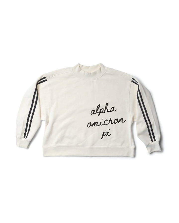 Script Letter Varsity Mock Neck Sorority Crewneck