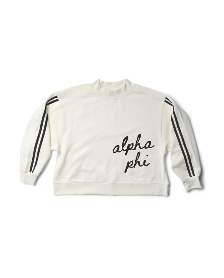 Script Letter Varsity Mock Neck Sorority Crewneck