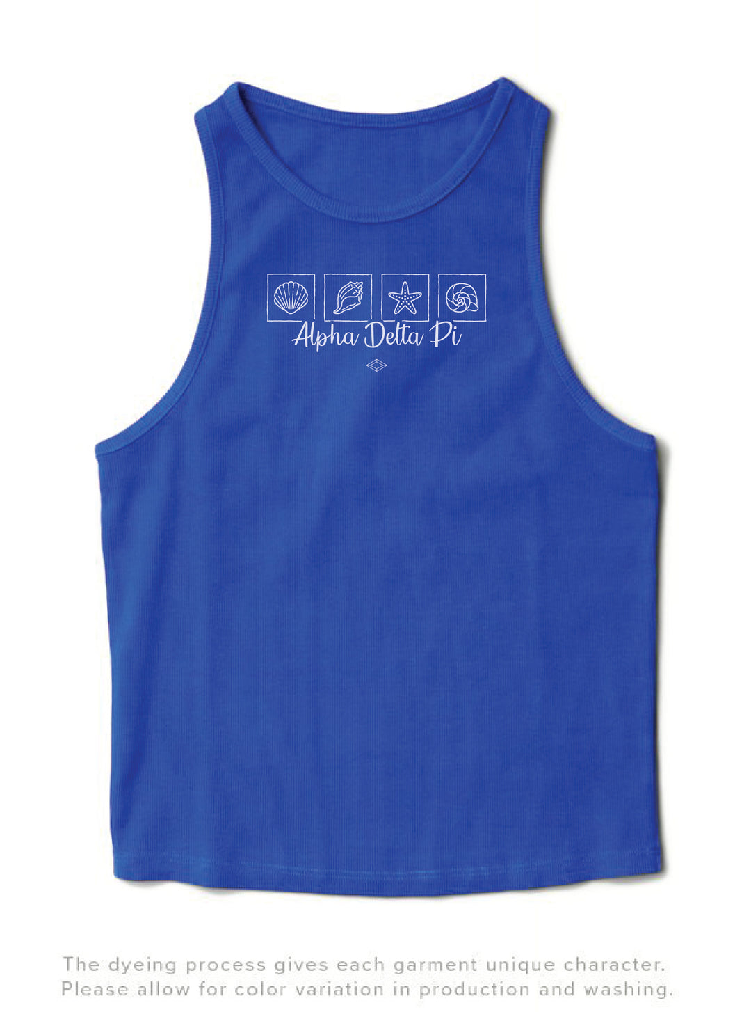 Alpha Delta Pi Seashell Varsity Blue Sorority Tank