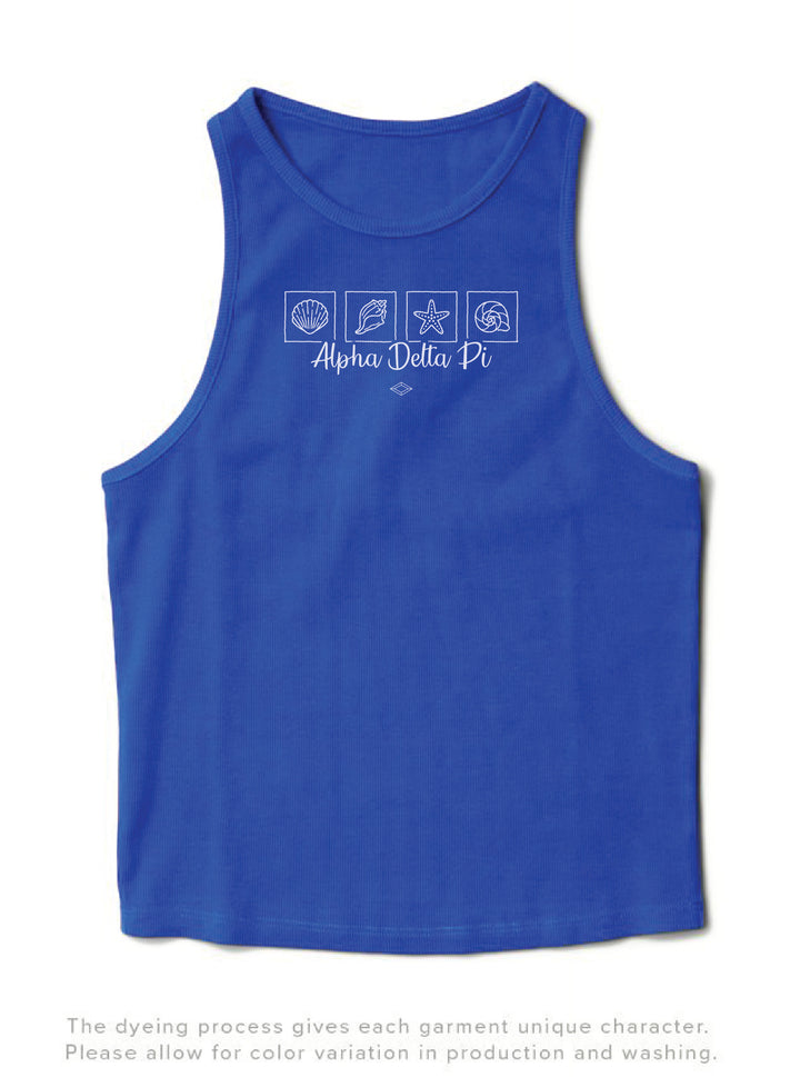 Alpha Delta Pi Seashell Varsity Blue Sorority Tank