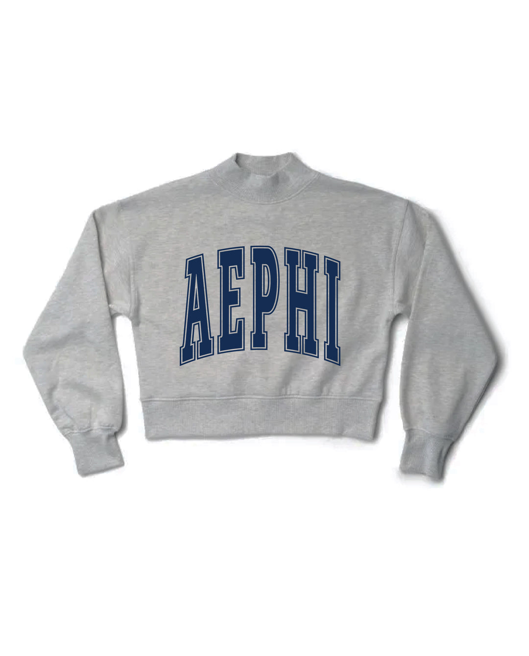 Simple Heather Grey Navy Print Sorority Mock Neck Crewneck