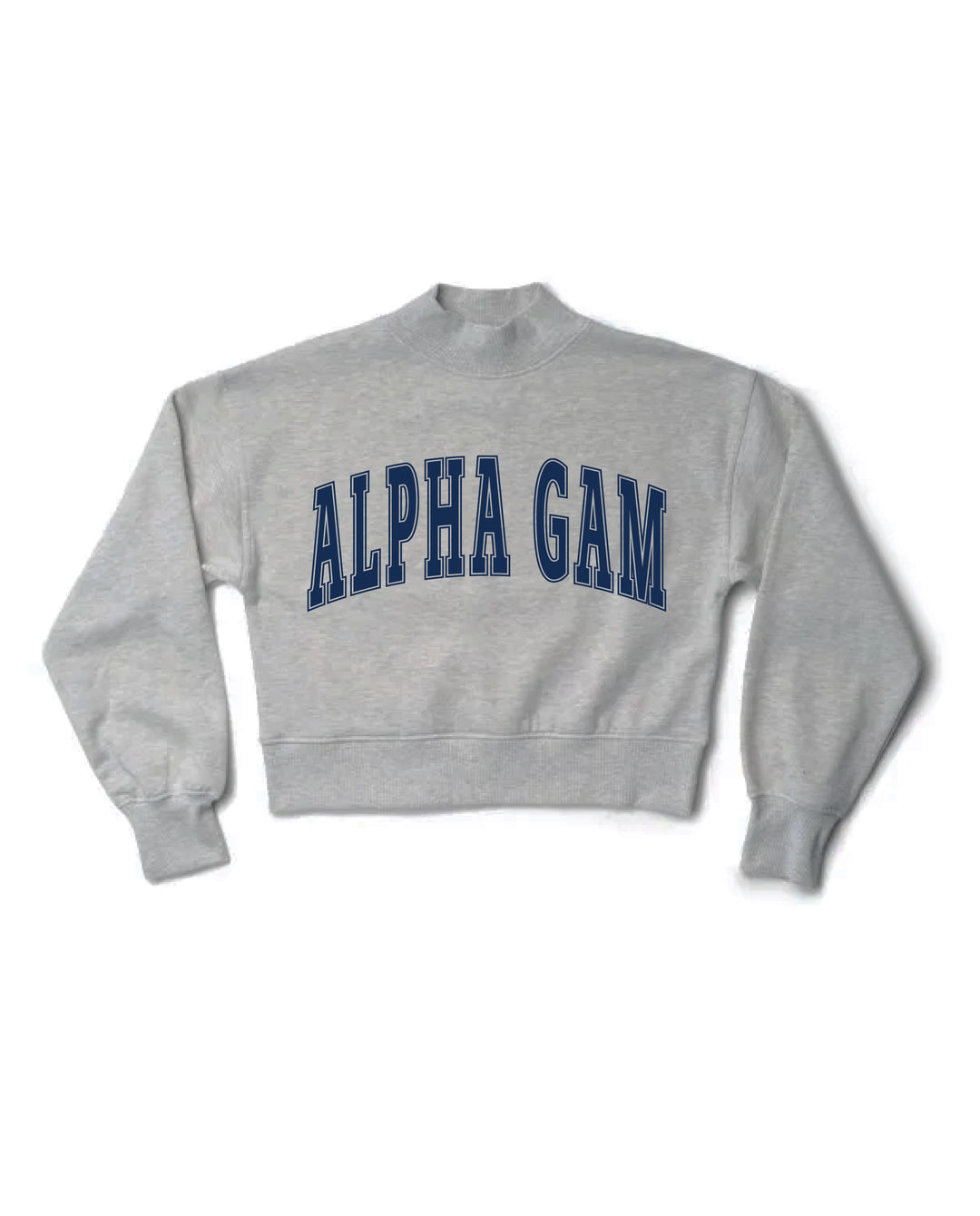 Simple Heather Grey Navy Print Sorority Mock Neck Crewneck