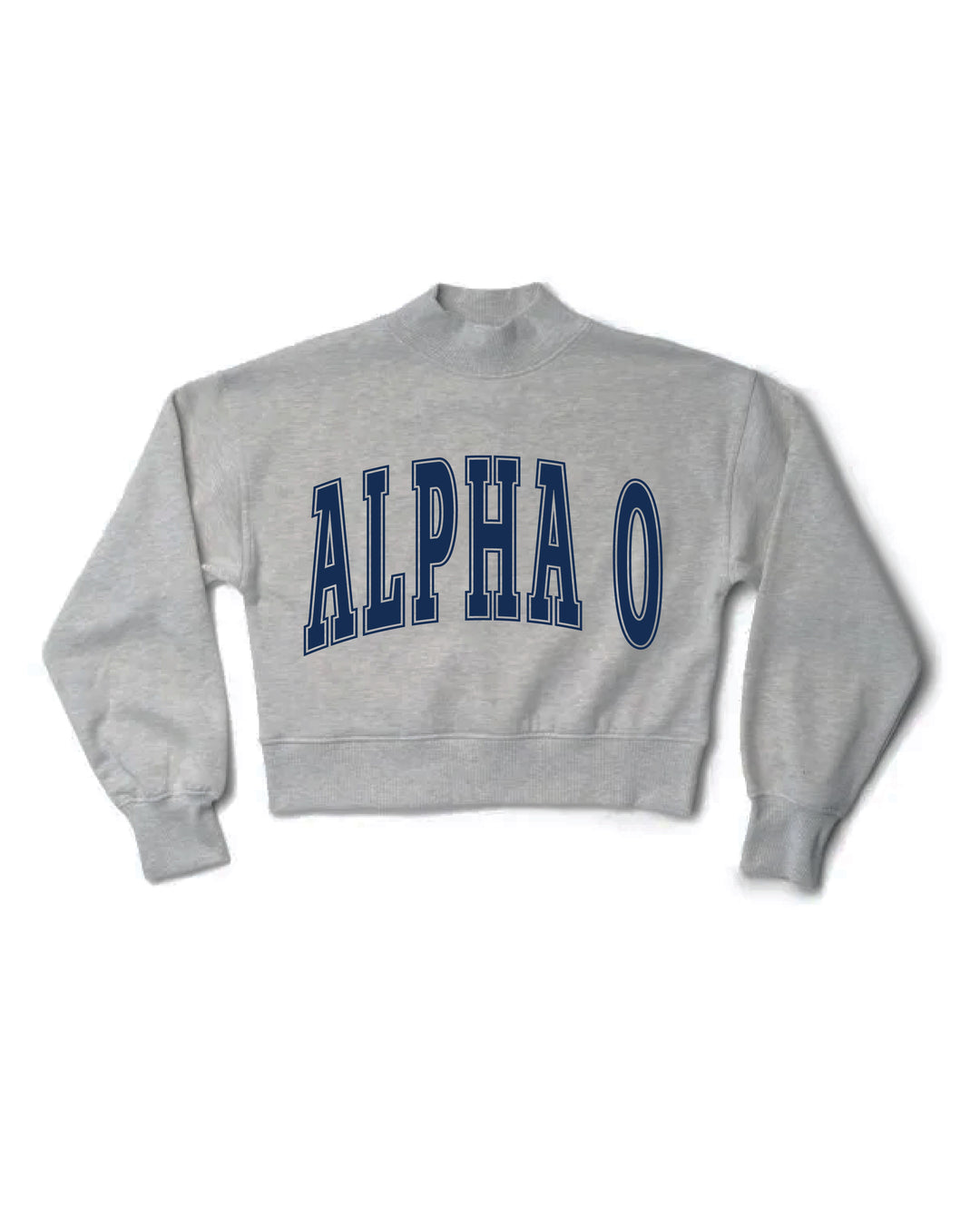 Simple Heather Grey Navy Print Sorority Mock Neck Crewneck