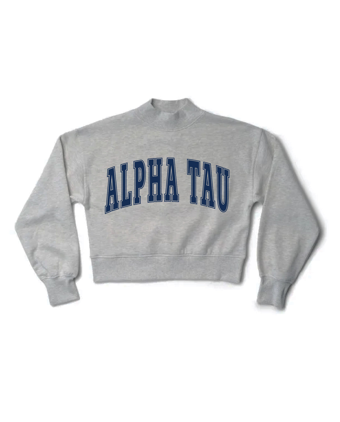 Simple Heather Grey Navy Print Sorority Mock Neck Crewneck