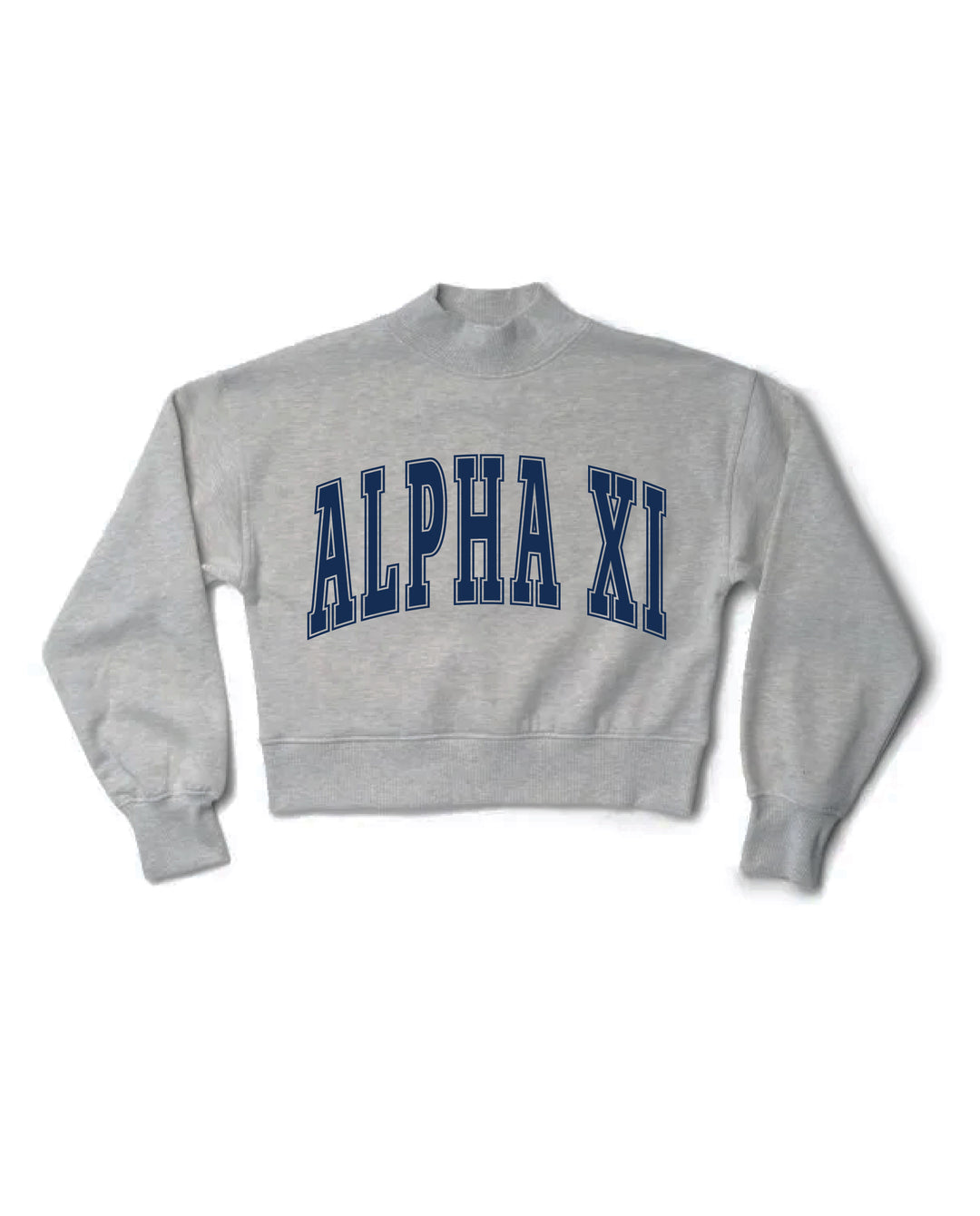 Simple Heather Grey Navy Print Sorority Mock Neck Crewneck
