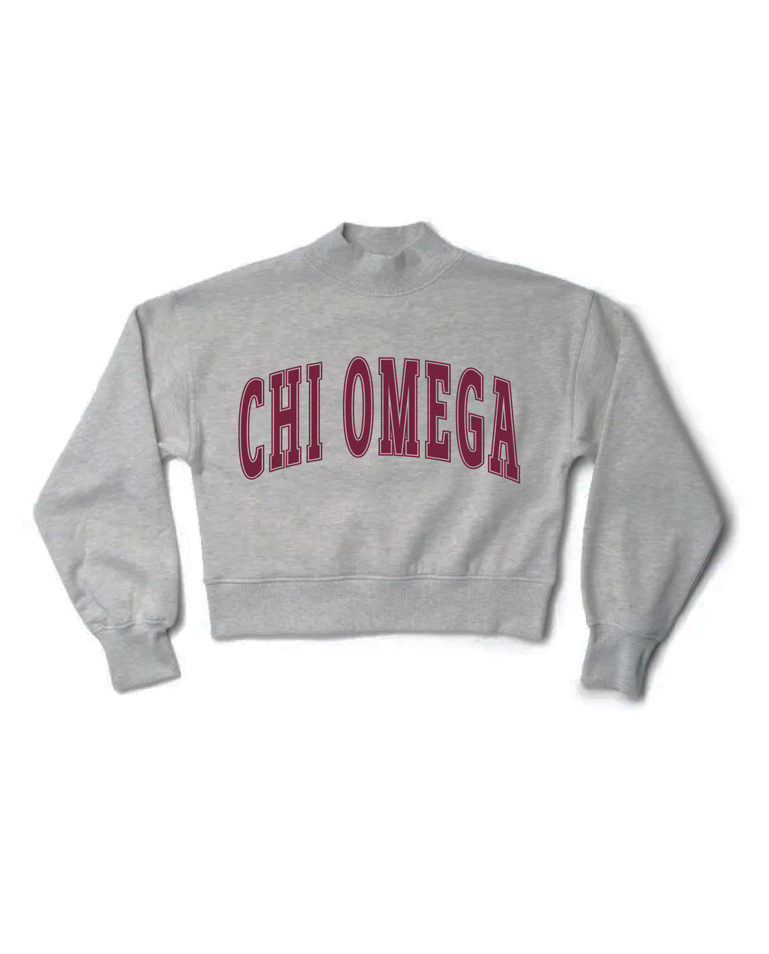 Simple Heather Grey Maroon Print Sorority Mock Neck Crewneck