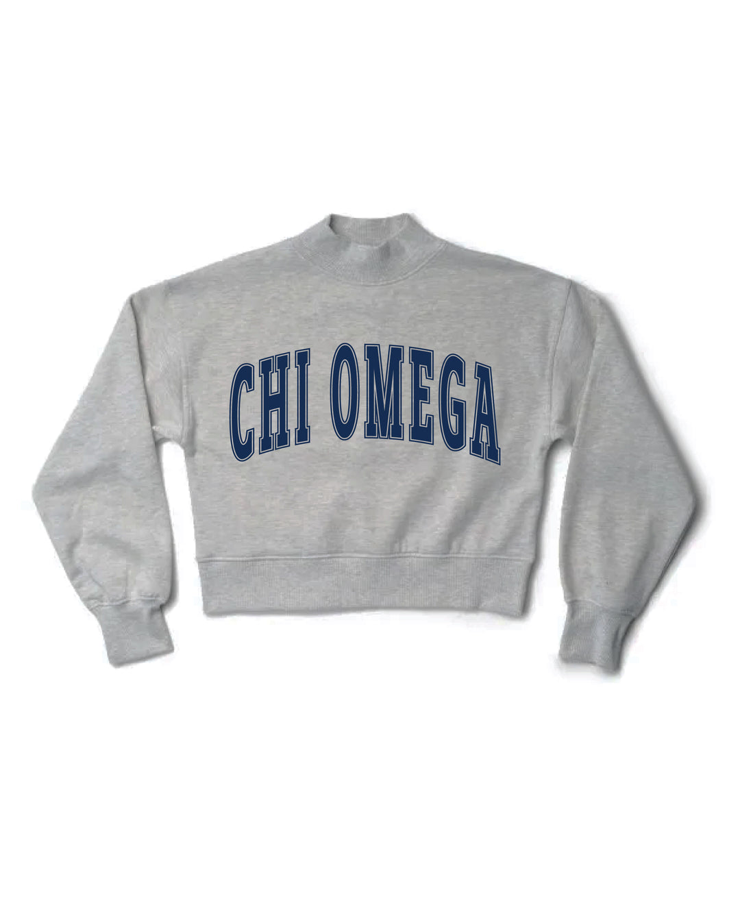 Simple Heather Grey Navy Print Sorority Mock Neck Crewneck