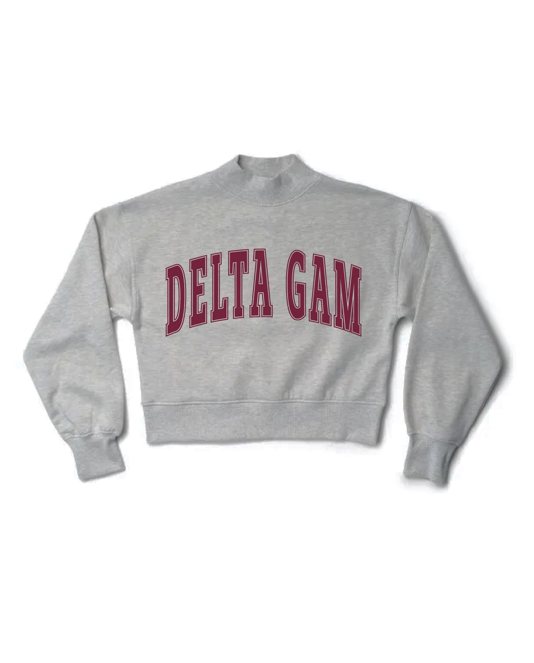 Simple Heather Grey Maroon Print Sorority Mock Neck Crewneck