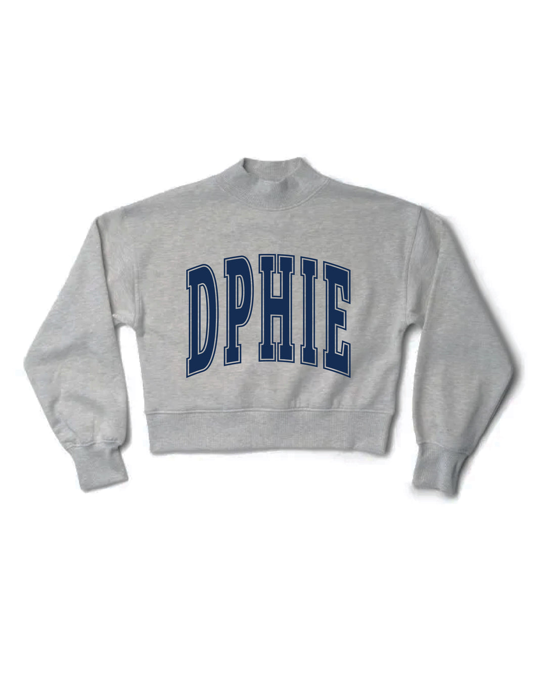Simple Heather Grey Navy Print Sorority Mock Neck Crewneck