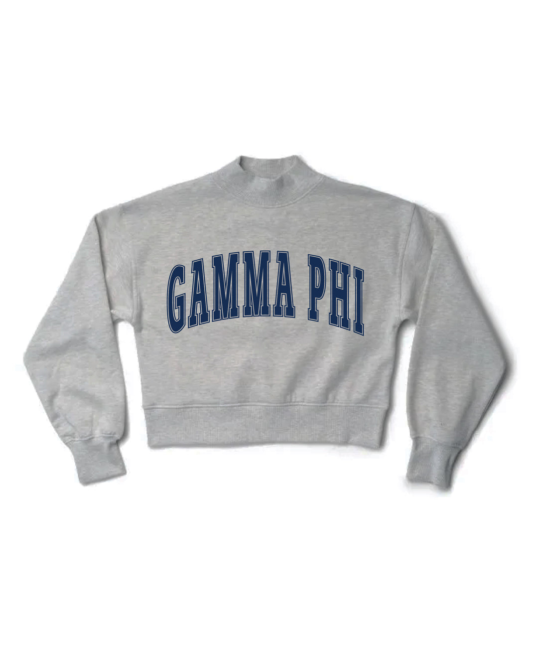 Simple Heather Grey Navy Print Sorority Mock Neck Crewneck