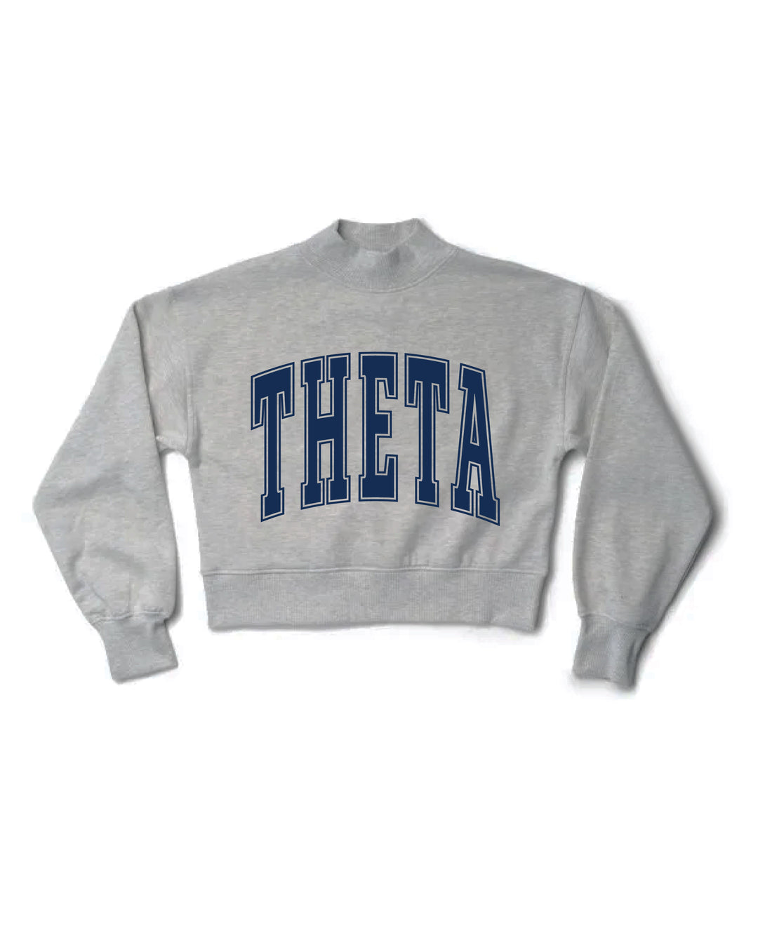 Simple Heather Grey Navy Print Sorority Mock Neck Crewneck