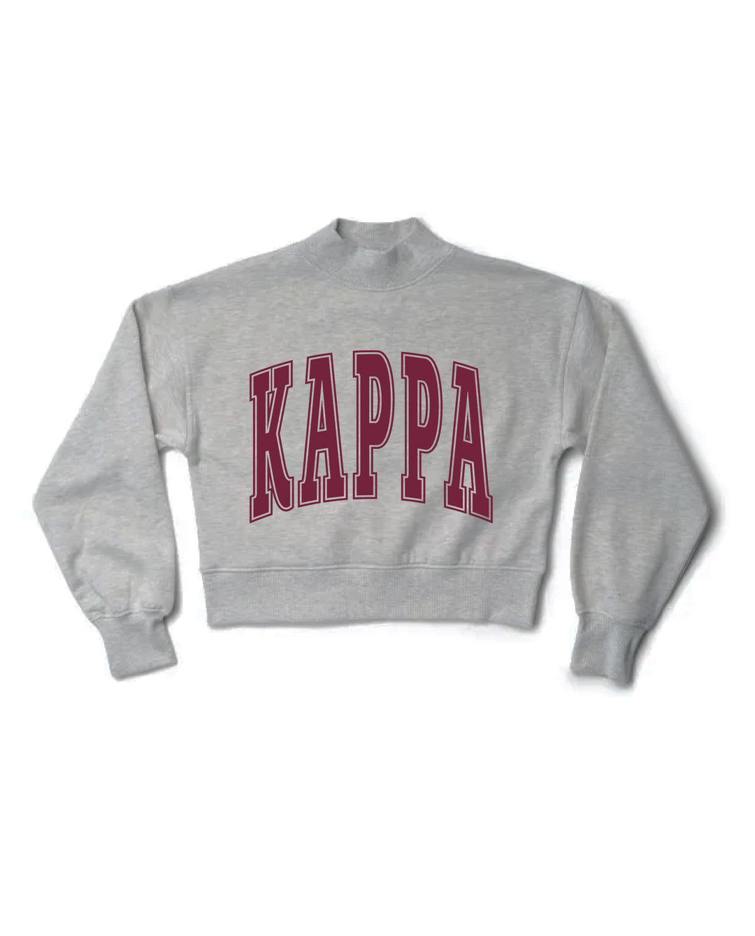 Simple Heather Grey Maroon Print Sorority Mock Neck Crewneck