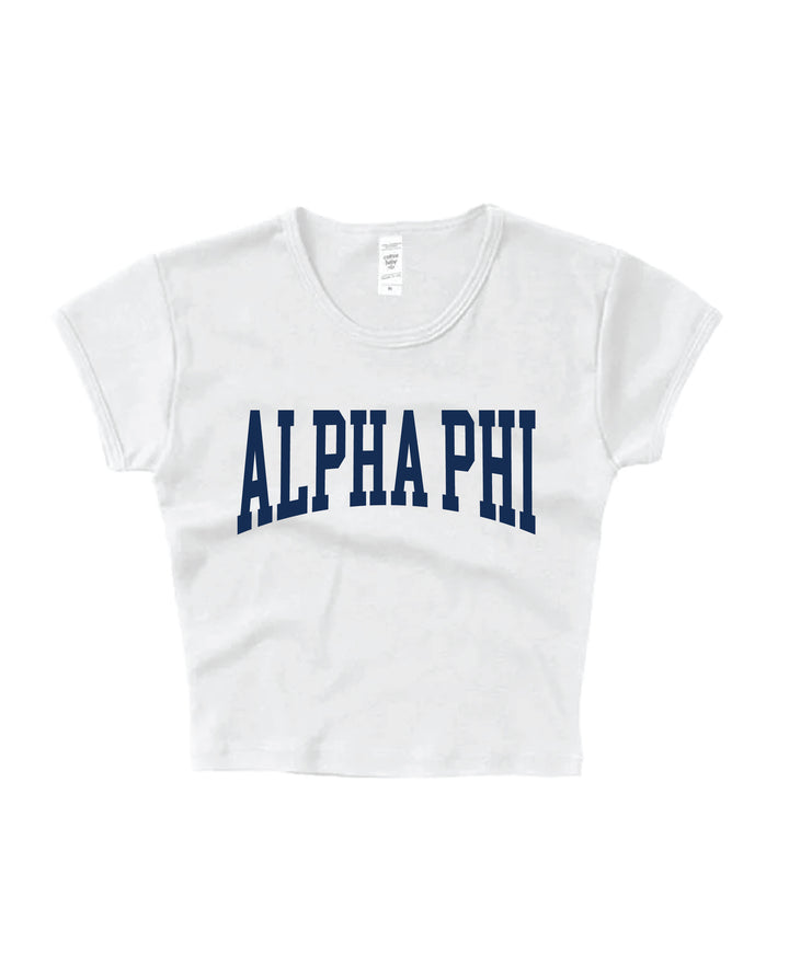 Alpha Phi Everyday Navy Print Baby Tee