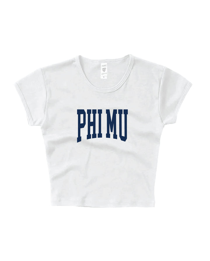 Phi Mu Everyday Navy Print Baby Tee