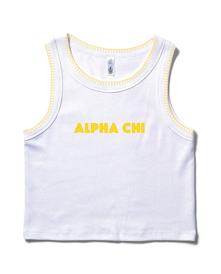 Simple Yellow Stitched Sorority Tank