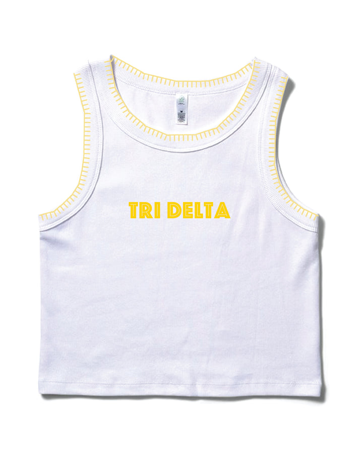 Simple Yellow Stitched Sorority Tank